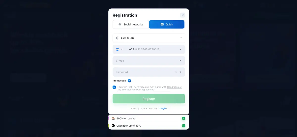 1win registration process step by step