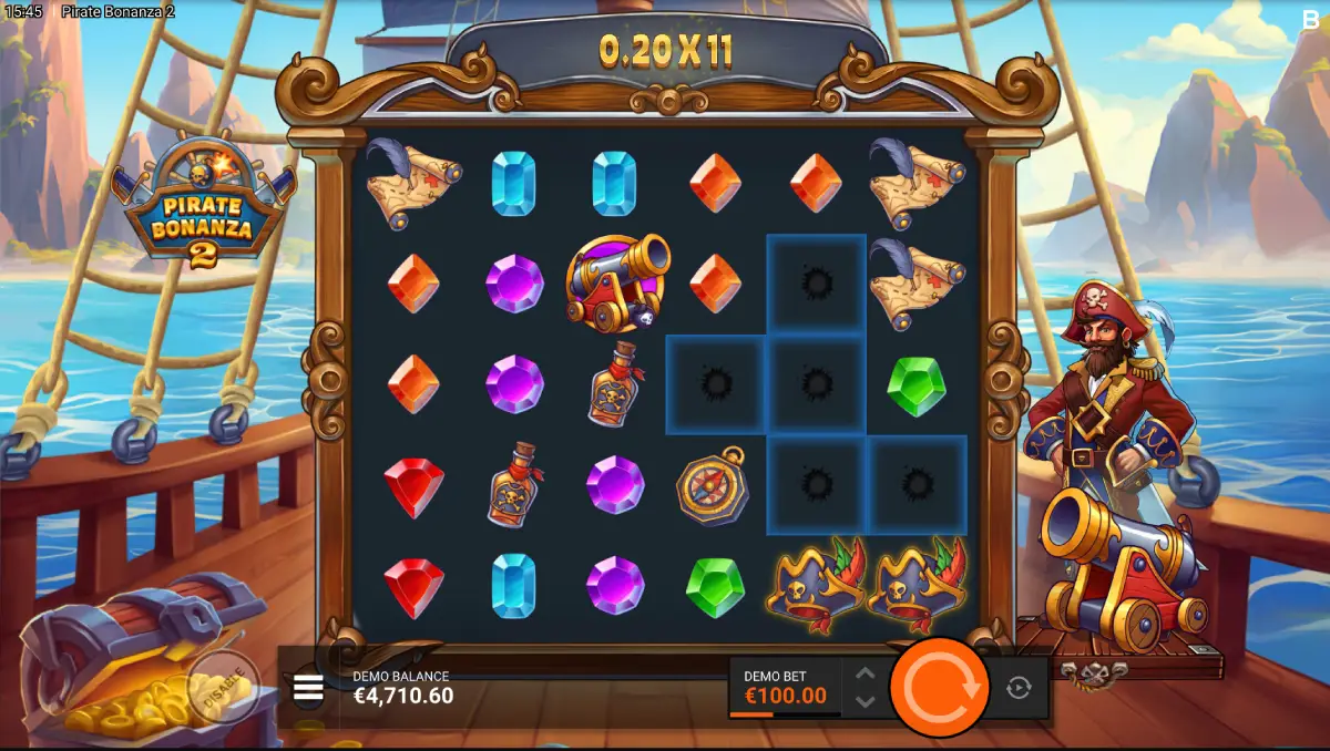 Pirate Bonanza 2 Cannon Blast free spin mode