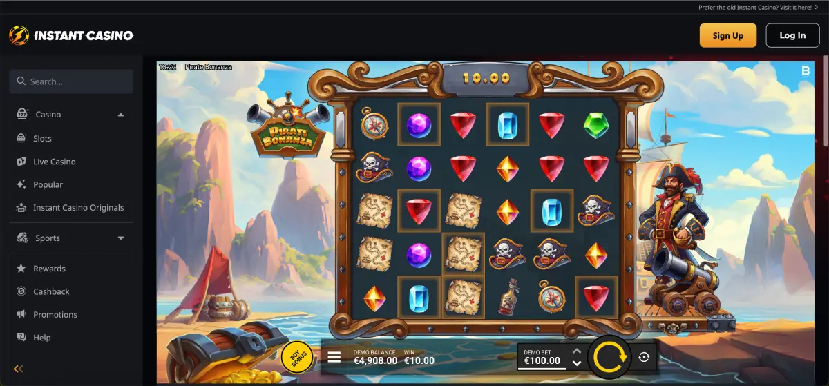 Play Pirate Bonanza slot main screen 6x5 grid Play Pirate Bonanza slot main screen 6x5 grid